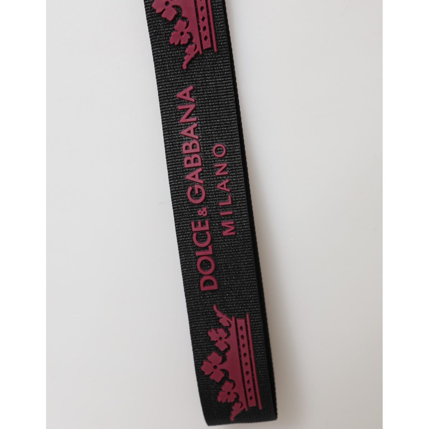 Dolce & Gabbana Black Burgundy Nylon DG Logo Crown Holder Keychain Keyring