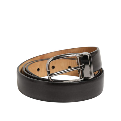 Dolce & Gabbana Black Classic Leather Silver-Tone Buckle Belt