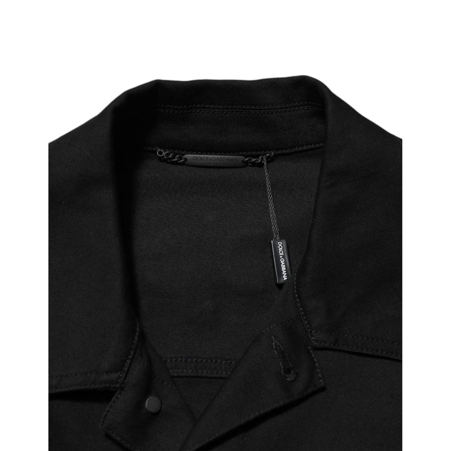 Dolce & Gabbana Black Cotton Denim Stretch Giubbotto Jacket