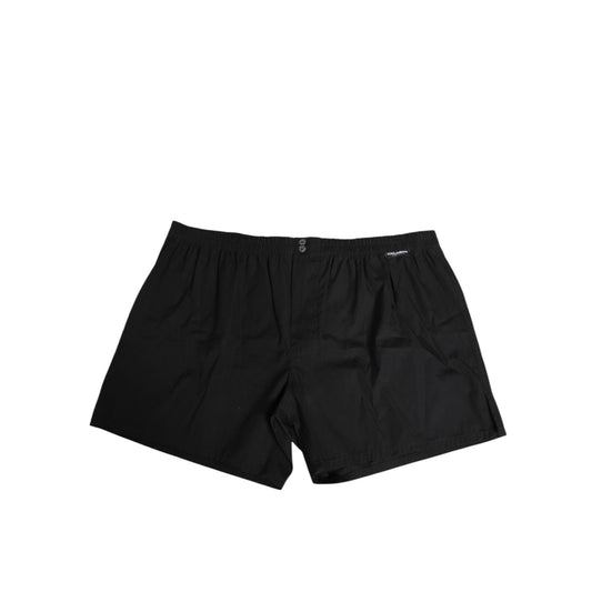 Dolce & Gabbana Black Cotton Elastic Waistband Button Swimwear, featuring a comfortable fit and refined Italian craftsmanship.