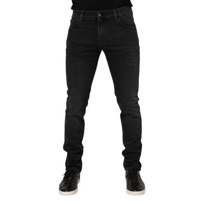 Dolce & Gabbana Black Cotton Skinny Men Denim Trouser Jeans