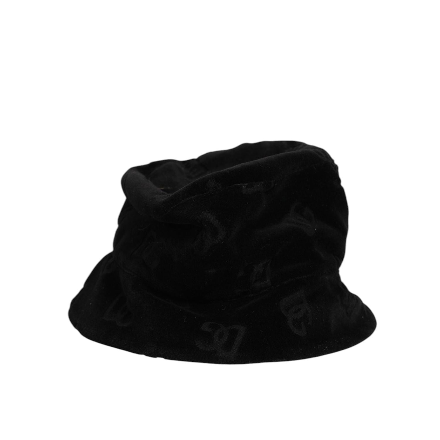 Dolce & Gabbana Black Cotton Suede Bucket Logo Capello Hat