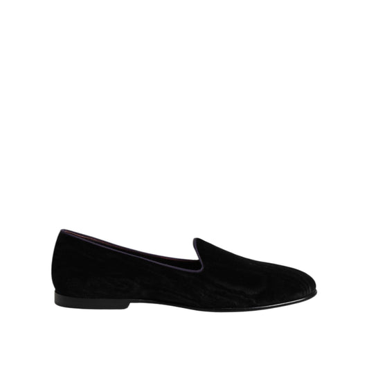 Dolce & Gabbana Black DG Crown Embroidery Loafers Slip On Shoes