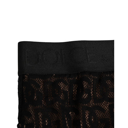 Dolce & Gabbana Black DG Logo Lace High Brief Panty Underwear close-up showing lace detail and logo waistband.