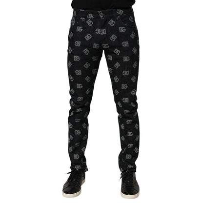 Dolce & Gabbana Black DG Monogram Cotton Skinny Denim Jeans