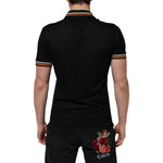 Dolce & Gabbana Black DG Silk V-neck Collared Men Polo T-shirt
