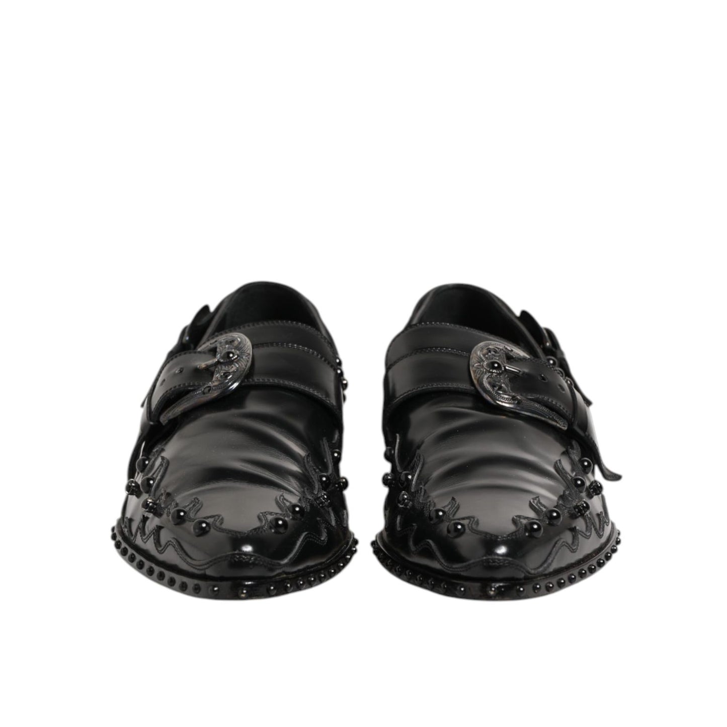 Dolce & Gabbana Black Embellished Dress Monk Strap Shoes
