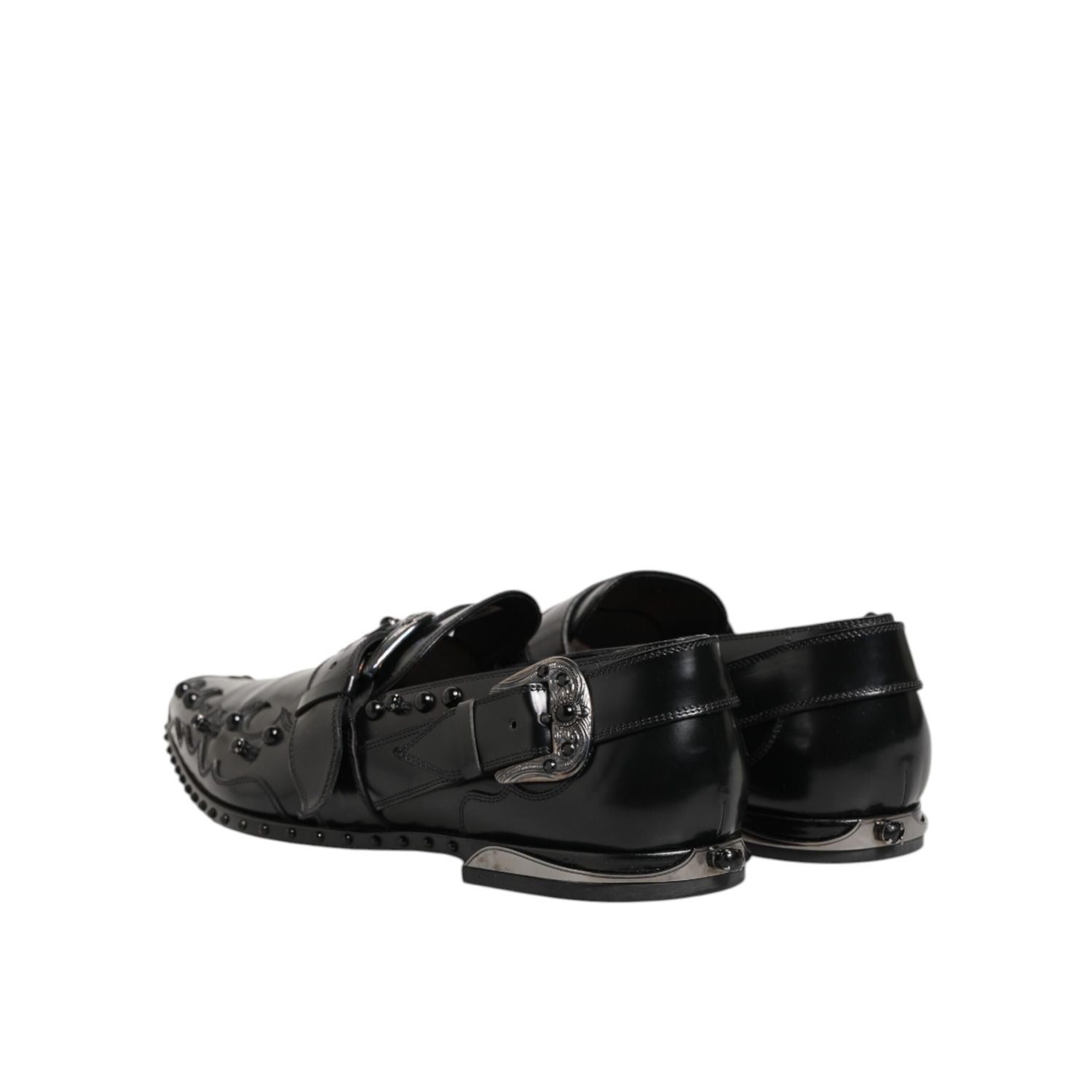 Dolce & Gabbana Black Embellished Dress Monk Strap Shoes