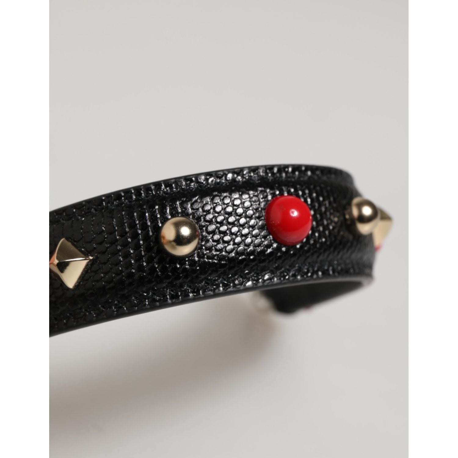 Dolce & Gabbana Black Embellished Leather Bag Handle Women Shoulder Strap