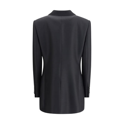 Back view of Dolce & Gabbana Black Fleece Wool Blazer with central back slit for movement.