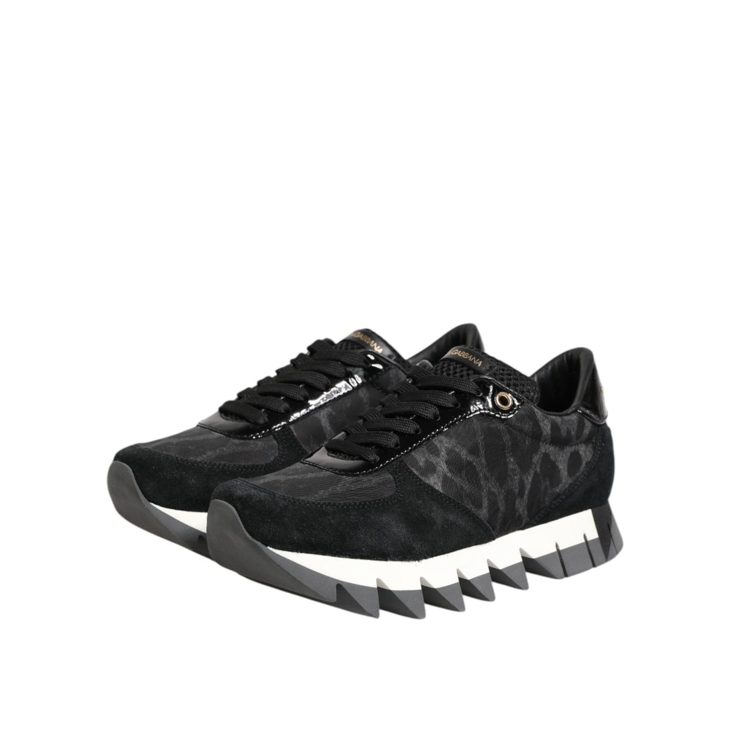 Dolce & Gabbana Black Gray Leopard Low Top Sneakers Shoes