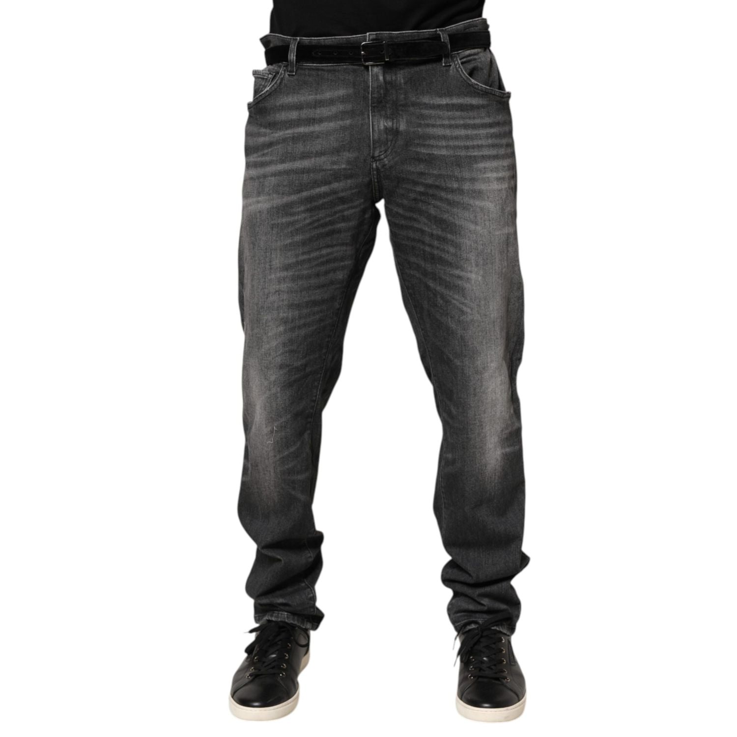 Dolce & Gabbana Black Gray Wash Slim Fit Straight Leg Denim Jeans