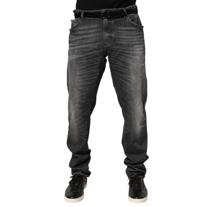 Dolce & Gabbana Black Gray Wash Slim Fit Straight Leg Denim Jeans