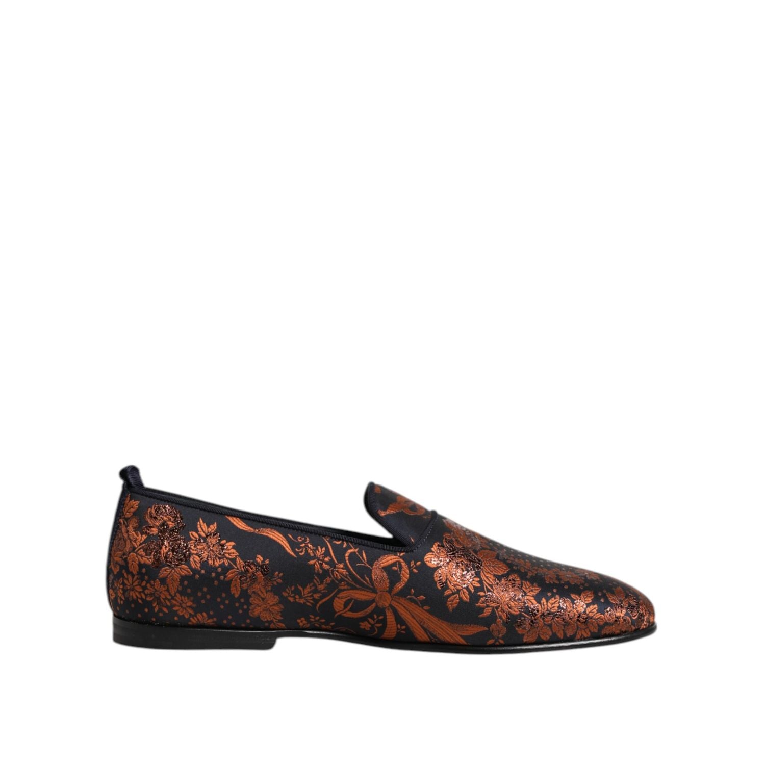 Dolce & Gabbana Black Jacquard Polyester Slip On Loafers Shoes