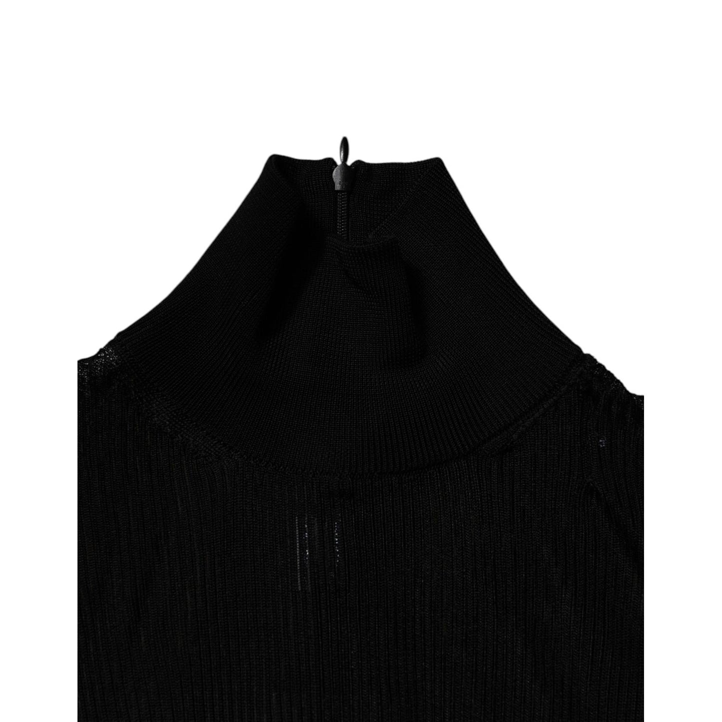 Dolce & Gabbana Black Knit Long Sleeves Turtleneck Slim Top