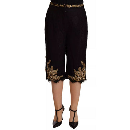 Dolce & Gabbana Black Lace Gold Baroque SPECIAL PIECE Shorts