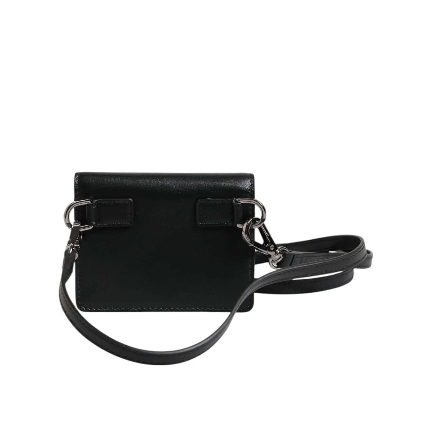 Dolce & Gabbana Black Leather Bifold Card Holder Crossbody Men Borse Bag with silver hardware and adjustable strap.