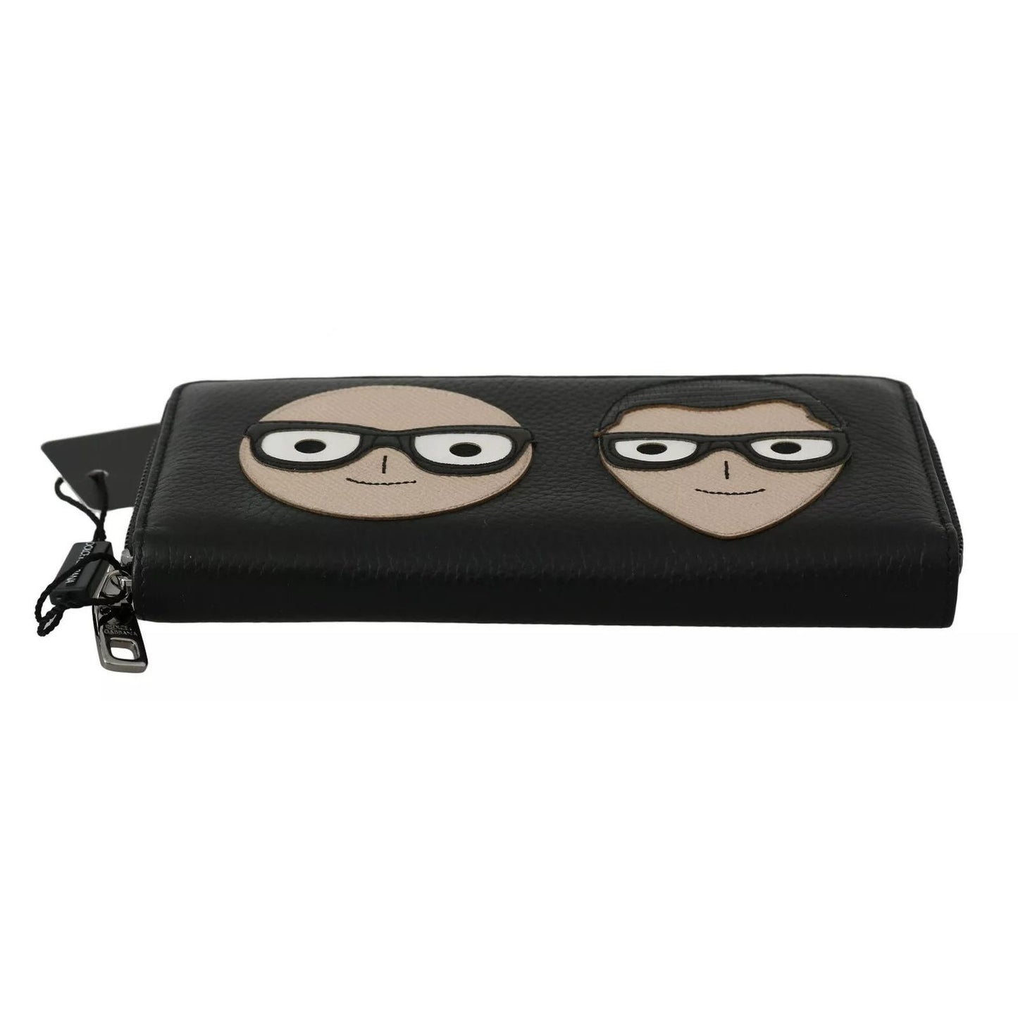 Dolce & Gabbana Black Leather #DGFAMILY Zipper Continental Mens Wallet