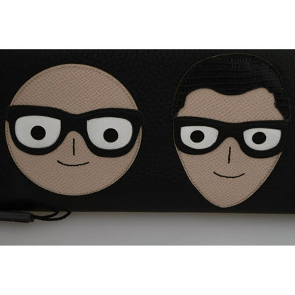 Dolce & Gabbana Black Leather #DGFAMILY Zipper Continental Mens Wallet