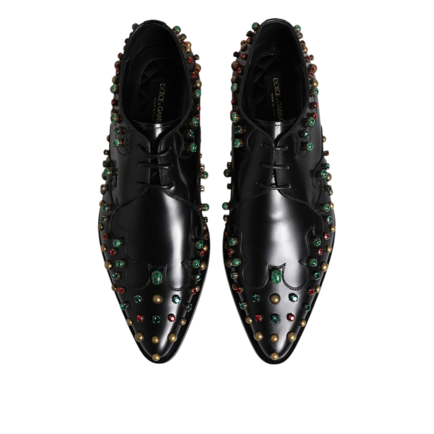 Dolce & Gabbana Black Leather Derby Dress Studded Shoes