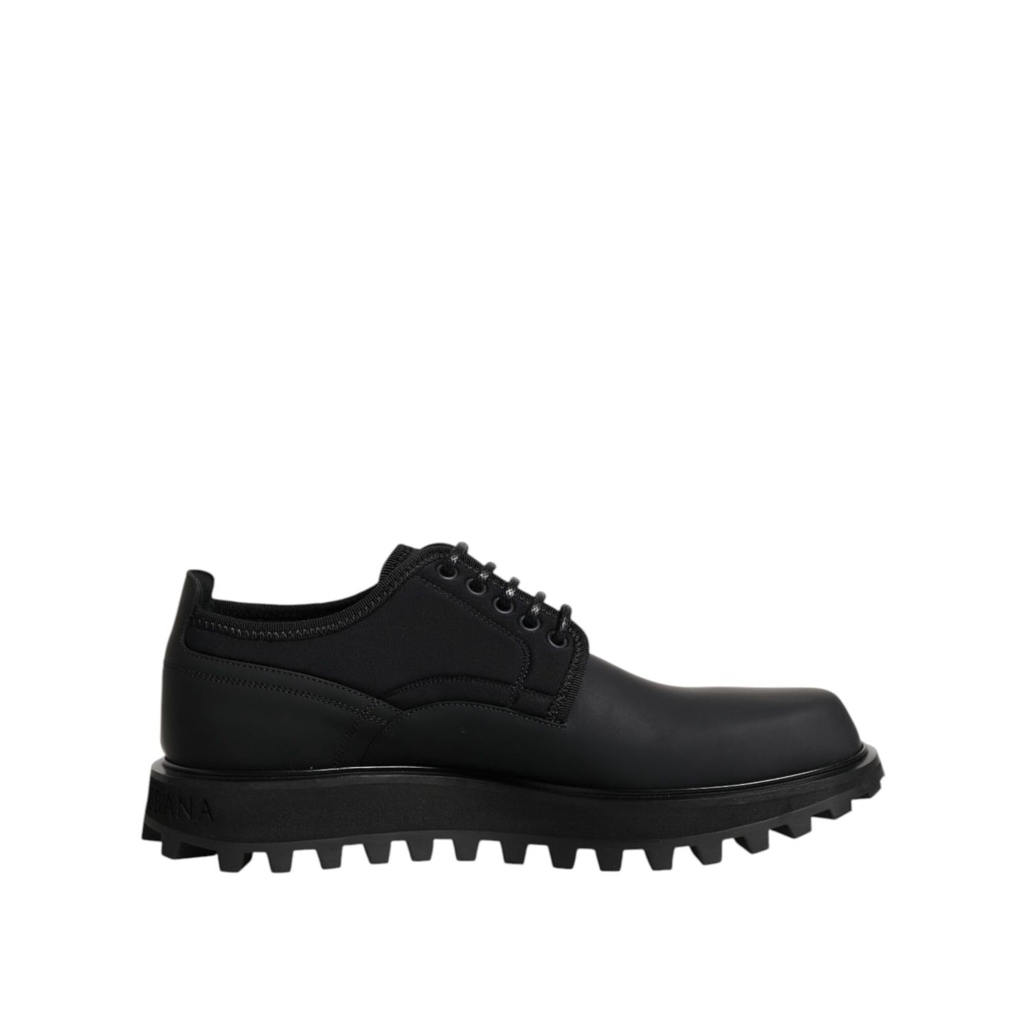 Dolce & Gabbana Black Leather Lace Up Trekking Dress Shoes