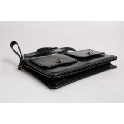 Dolce & Gabbana Black Leather Logo Purse Shoulder Crossbody Bag