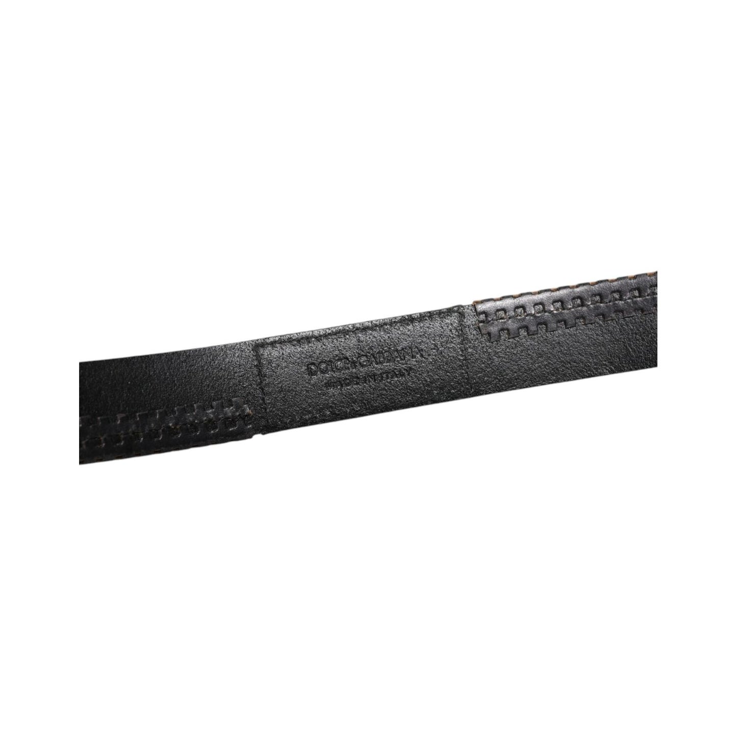 Dolce & Gabbana Black Leather Silver Tone Metal Buckle Belt