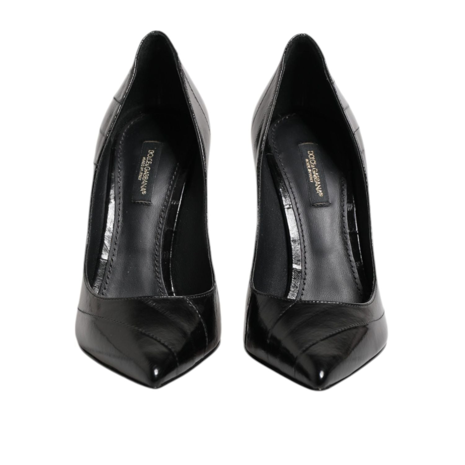 Dolce & Gabbana Black Leather Stiletto High Heels Pumps Shoes