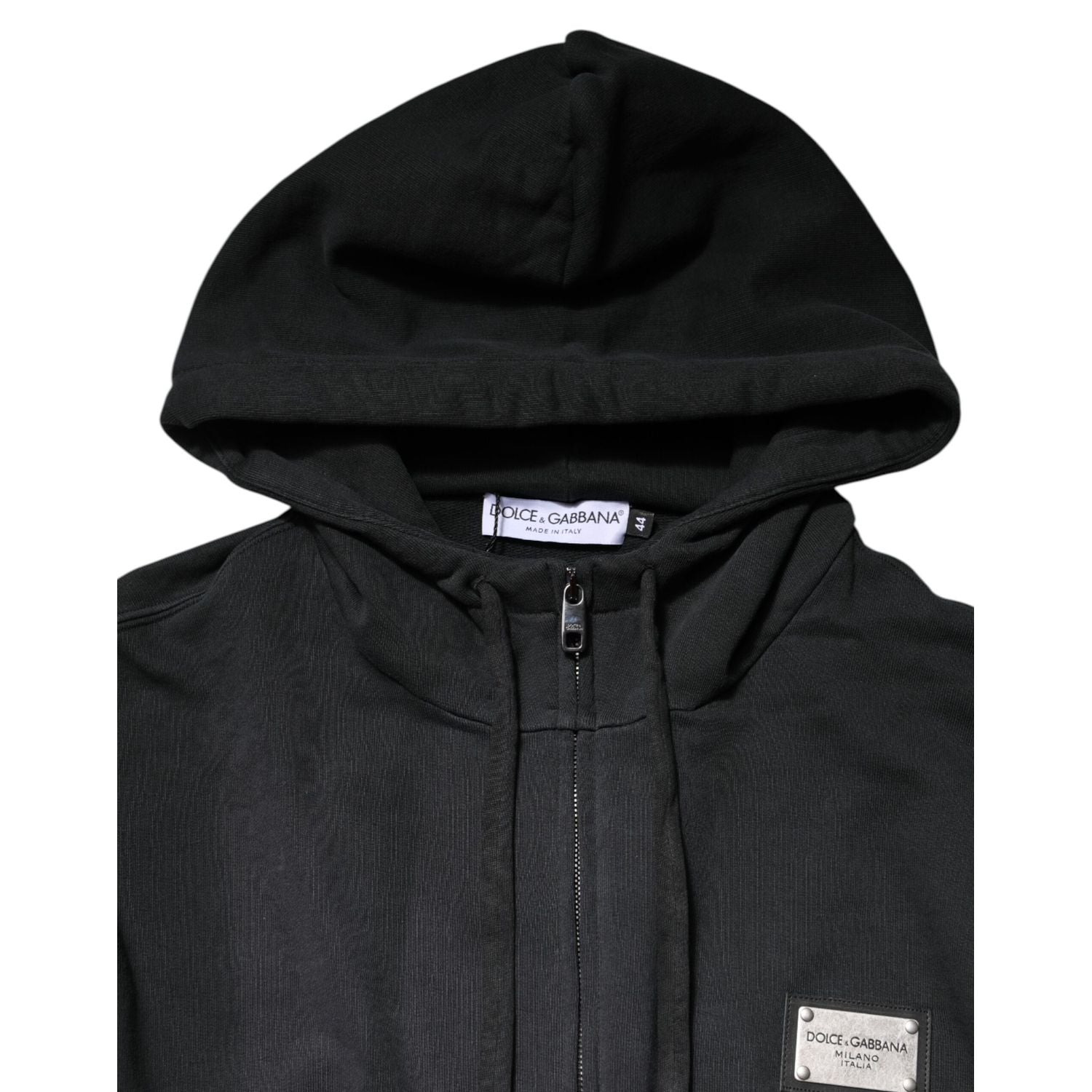 Dolce & Gabbana Black Logo Full Zip Hooded Men Sweatshirt Sweater