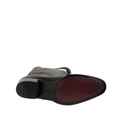 Dolce & Gabbana Black Logo Plaque Over The Calf Boots Shoes