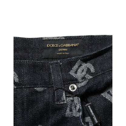 Dolce & Gabbana Black Monogram Denim Cargo Men Bermuda Short