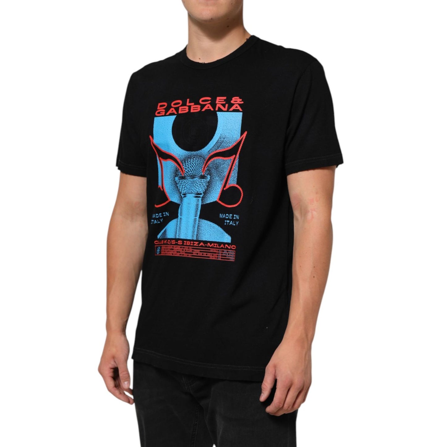 Dolce & Gabbana Black Musical Print Cotton Crew Neck T-shirt