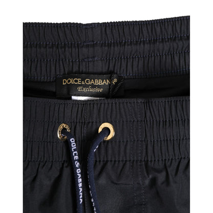 Dolce & Gabbana Black Nylon Side Logo Tape Shorts Swimwear