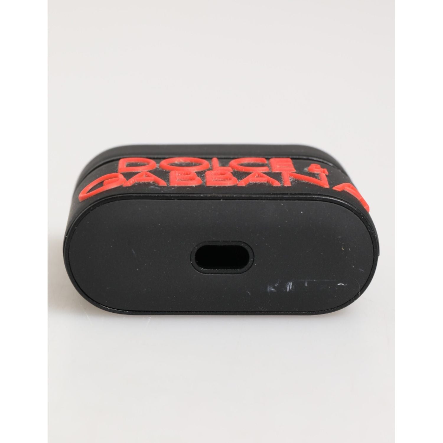 Dolce & Gabbana Black Orange Rubber Logo Embossed Accessory Airpods Case