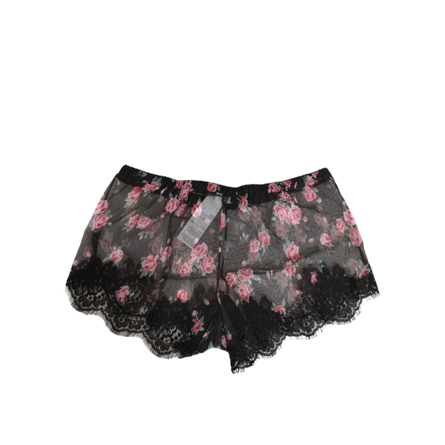 Dolce & Gabbana Black Pink Floral Lace Mesh Lingeri Underwear