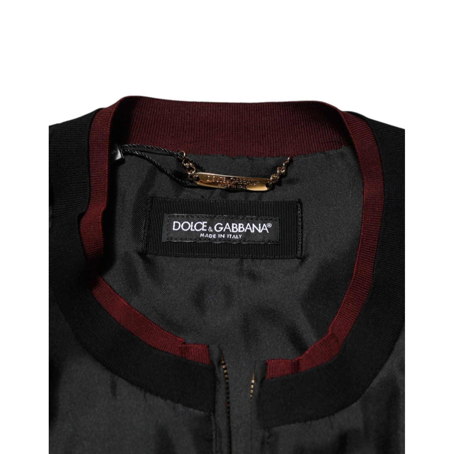 Dolce & Gabbana Black Red Floral Silk Bomber Blouson Jacket