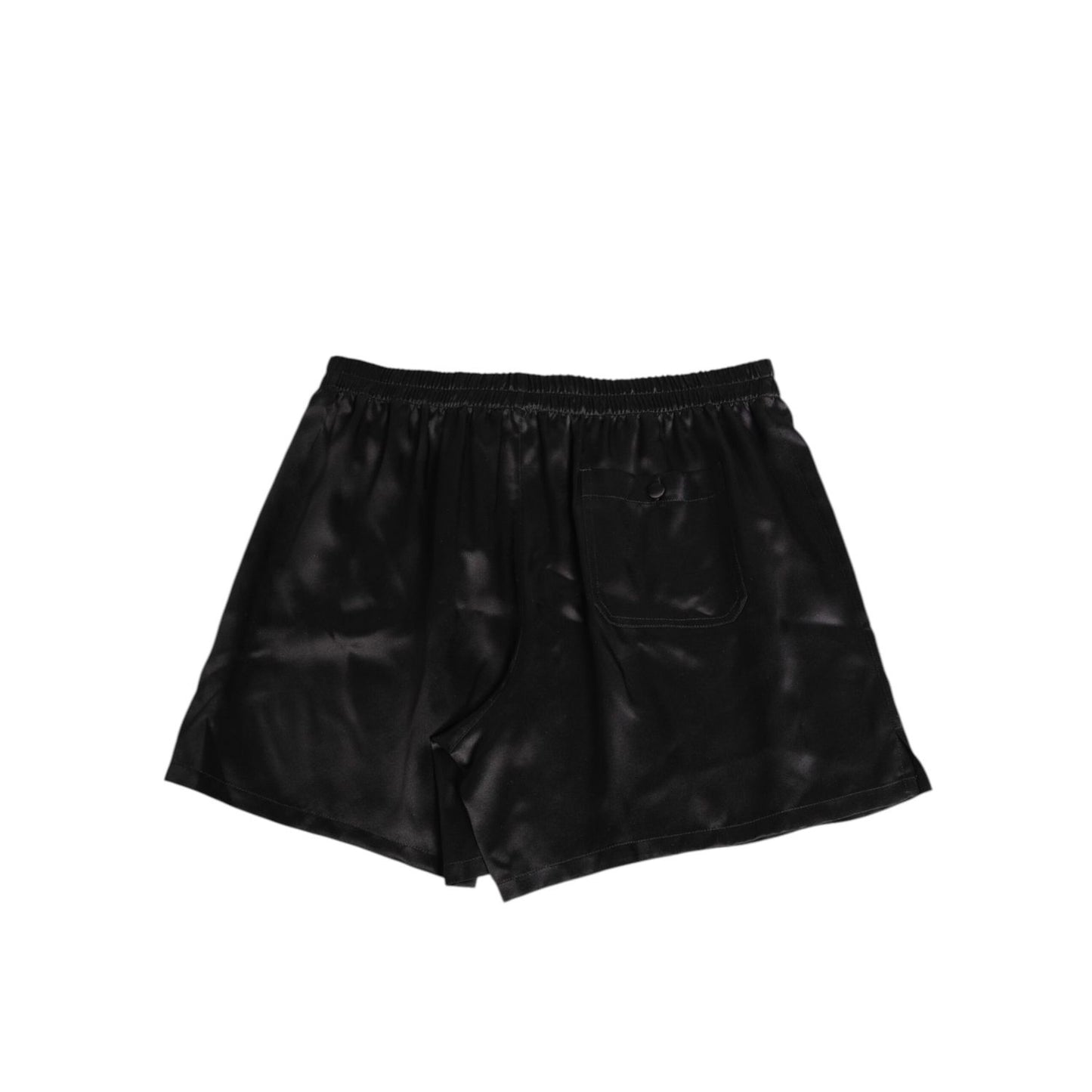 Dolce & Gabbana Black Silk Satin Elastic Men Boxer Short Swimwear showcasing luxury and comfort in a classic black design.