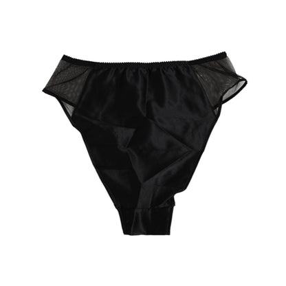 Dolce & Gabbana Black Silk Stretch High Waist Panty Underwear
