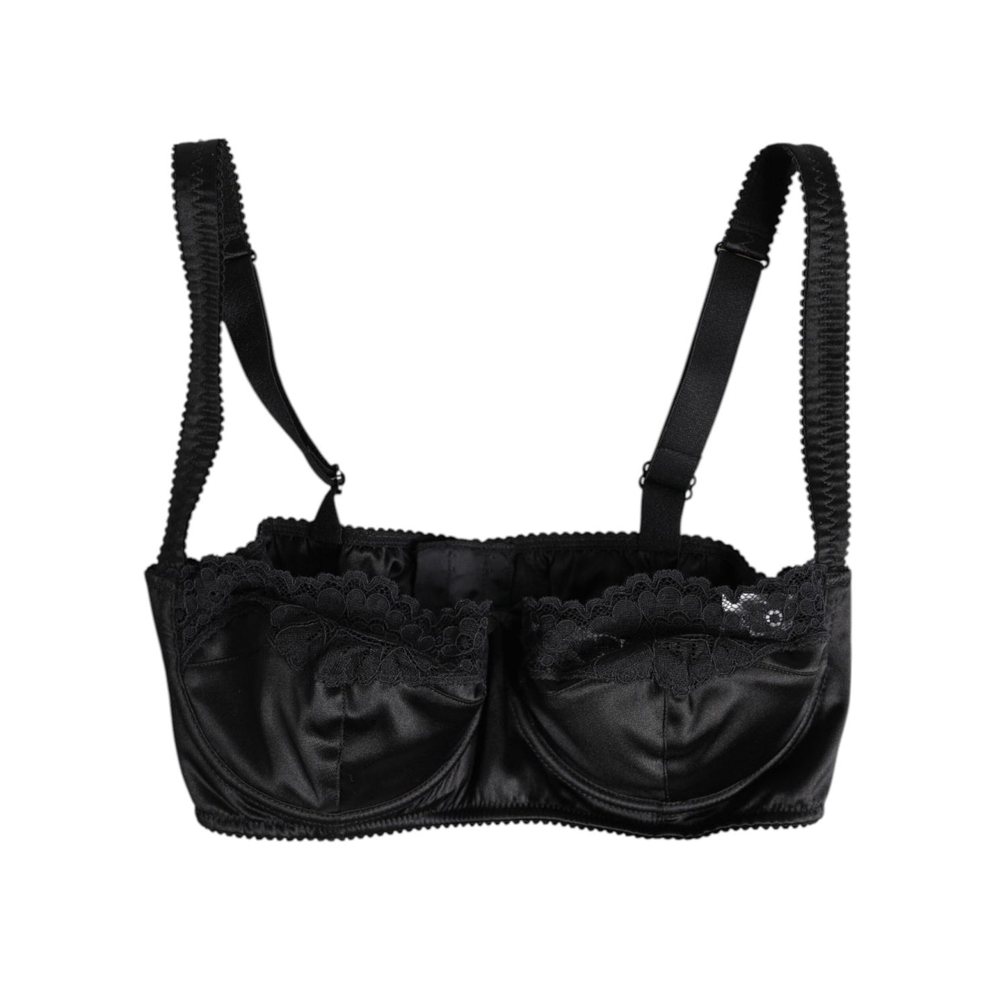 Dolce & Gabbana Black Silk Underwired Balconette Bra Underwear, elegant design, luxurious silk and elastane fabric, made in Italy.