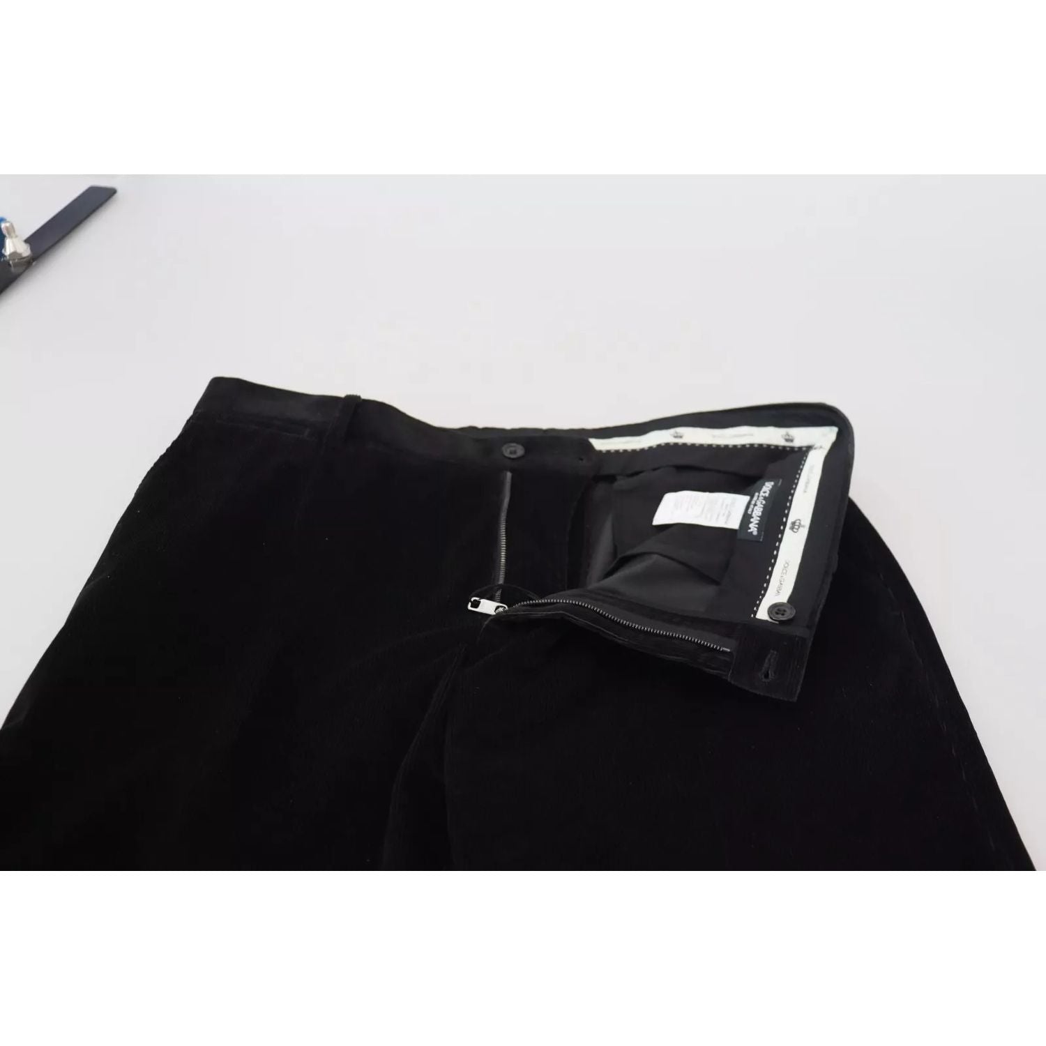 Dolce & Gabbana Black Stretch Cotton Slim Trousers Chino Pants