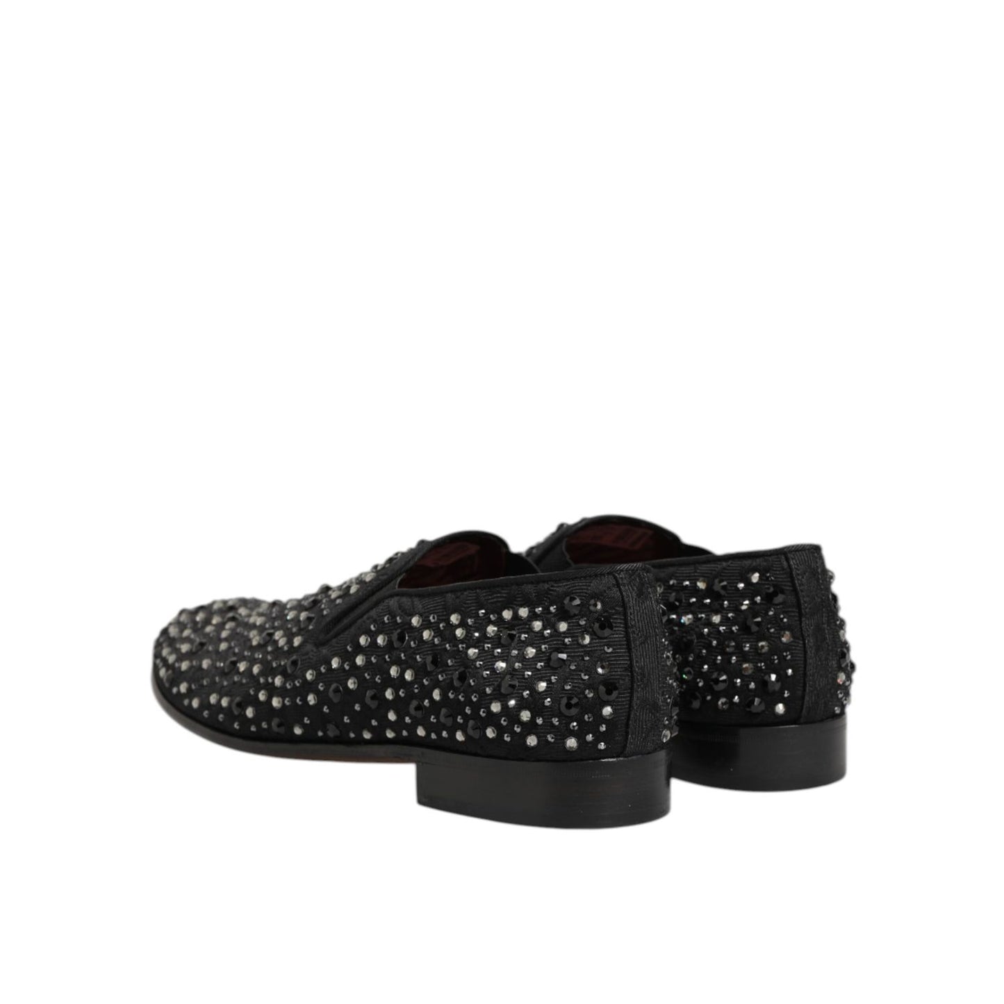 Dolce & Gabbana Black Suede Crystal Embellished Loafer Shoes