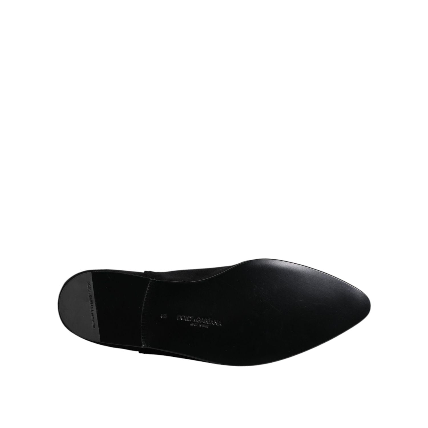 Dolce & Gabbana Black Velvet Embellished Loafer Slip On Shoes