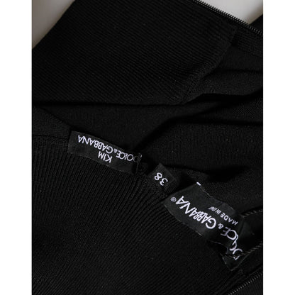 Dolce & Gabbana Black Viscose Turtle Neck Crop Pullover Top