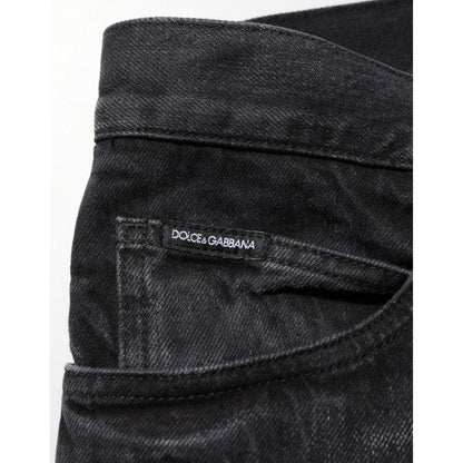 Dolce & Gabbana Black Washed Cotton Skinny Men Denim Jeans