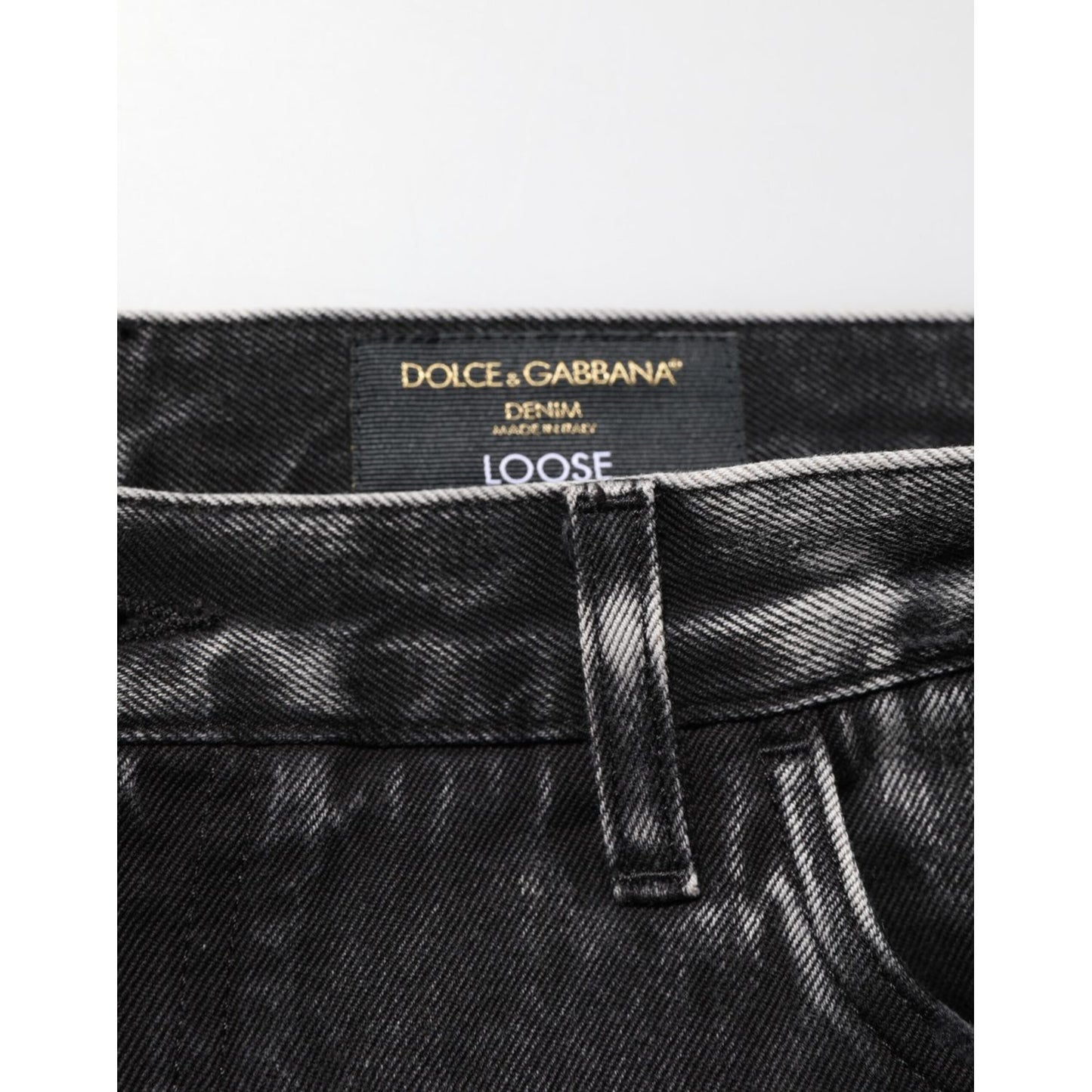 Dolce & Gabbana Black Washed Ripped Loose Cotton Denim Jeans