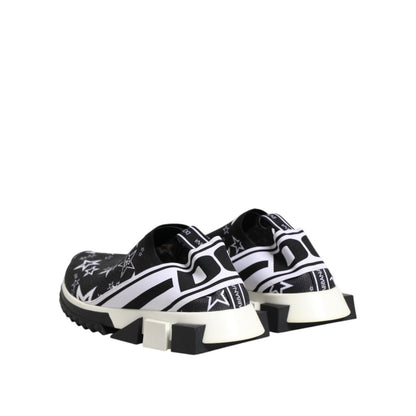 Dolce & Gabbana Black White Sorrento Low Top Sneakers Shoes with logo detail and rubber sole, made in Italy.