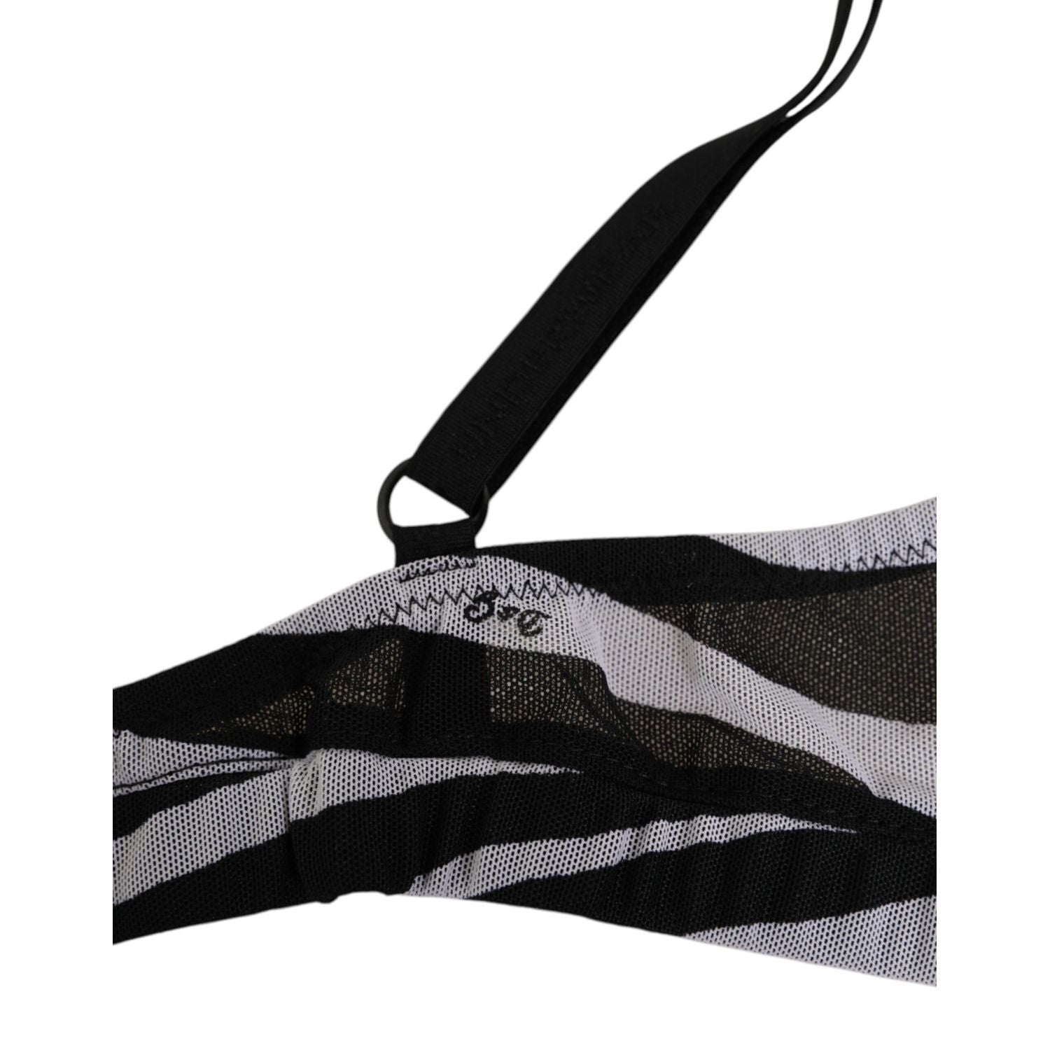 Dolce & Gabbana Black White Zebra Print Sheer Mesh Bralette Underwear