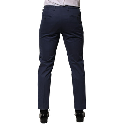 Dolce & Gabbana Blue Cotton Tapered Men Formal Trousers Pants