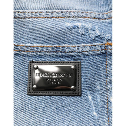 Dolce & Gabbana Blue Distressed Ripped Denim Trouser Jeans