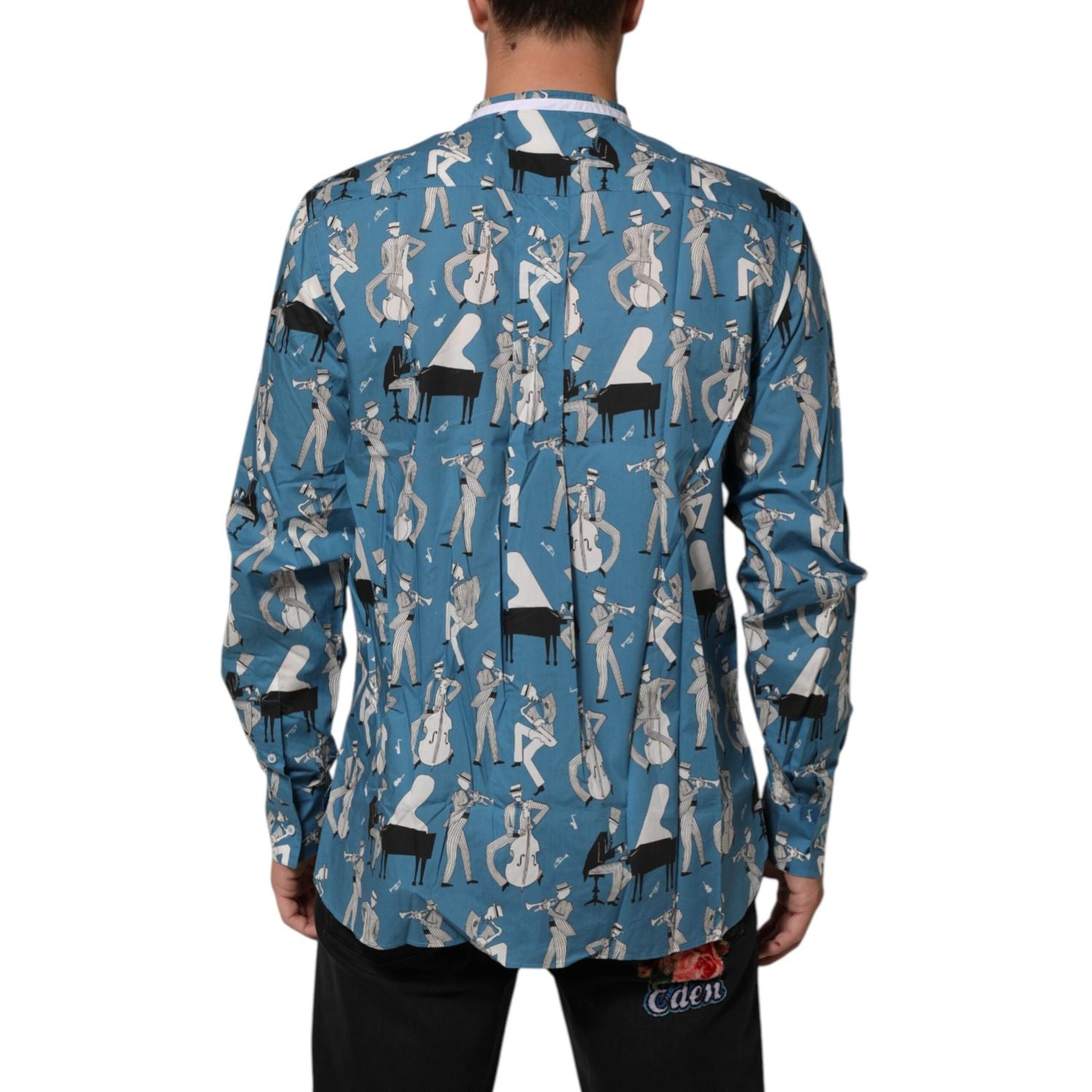 Dolce & Gabbana Blue Jazz Printed Cotton Button Front Shirt